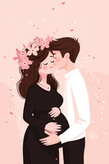  illustration of love and motherhood on a soft background.