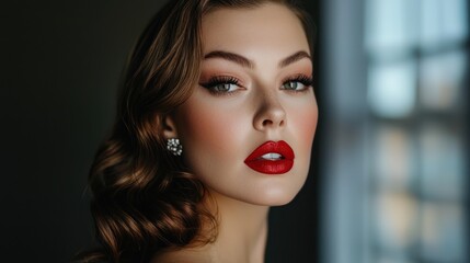 Sultry red carpet makeup with Hollywood waves