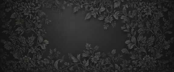Intricate charcoal floral vine wallpaper pattern,  swirl,  gothic