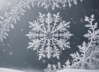 Obraz premium Refined snowy backdrop, intricate snowflake border, varying sizes , texture, abstract