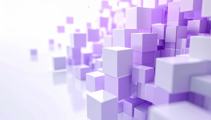 Obraz premium 紫の立方体が浮遊する近未来の3D空間