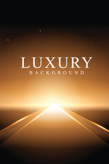 Golden Luxury Abstract Background with Glowing Light Path and Starry Sky