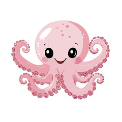 Cute cartoon octopus with a friendly smile and vibrant colors.