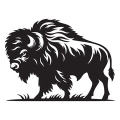 Obraz premium Bold-edged bison silhouette vector perfect for strong creative branding – bison silhouette – bison vector – bison illustration – silhouette of bison