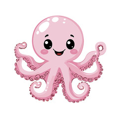 Cute cartoon octopus with a friendly smile and vibrant colors.
