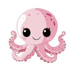 Cute cartoon octopus with a friendly smile and vibrant colors.