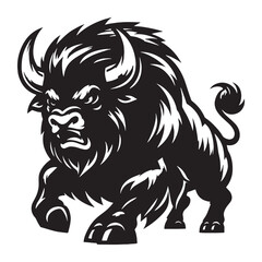 Precise bison silhouette vector designed for sharp brand identity visuals – bison silhouette – bison vector – bison illustration – silhouette of bison

