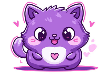 Cute purple animal with a heart, cartoon style, cheerful vibe.