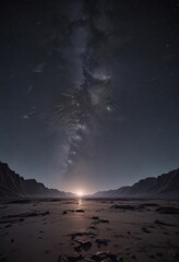 Vast, dark sky ablaze with countless twinkling stars ,  glitter,  nebula