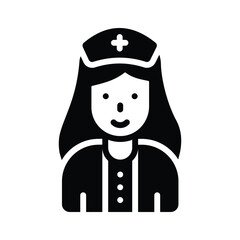 Creatively designed glyph style icon showing nurse portrait