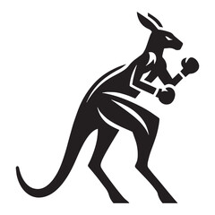High-definition boxing kangaroo silhouette vector tailored for bold branding projects – boxing kangaroo silhouette – kangaroo vector – kangaroo illustration – silhouette of boxing kangaroo

