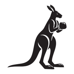 Refined boxing kangaroo silhouette vector tailored for professional brand visuals – boxing kangaroo silhouette – kangaroo vector – kangaroo illustration – silhouette of boxing kangaroo

