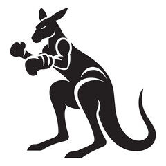 High-energy boxing kangaroo silhouette vector perfect for creative design projects – boxing kangaroo silhouette – kangaroo vector – kangaroo illustration – silhouette of boxing kangaroo

