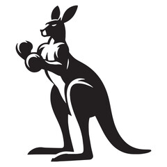 Dynamic boxing kangaroo silhouette vector designed for bold branding visuals – boxing kangaroo silhouette – kangaroo vector – kangaroo illustration – silhouette of boxing kangaroo

