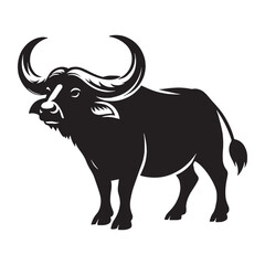 Streamlined buffalo silhouette vector designed for sleek visual branding – buffalo silhouette – buffalo vector – buffalo illustration – silhouette of buffalo

