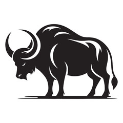 Bold buffalo silhouette vector created for striking digital designs – buffalo silhouette – buffalo vector – buffalo illustration – silhouette of buffalo

