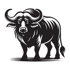 Signature buffalo silhouette vector perfect for premium design visuals – buffalo silhouette – buffalo vector – buffalo illustration – silhouette of buffalo

