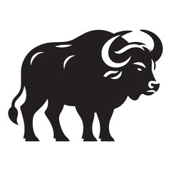High-contrast buffalo silhouette vector ideal for impactful brand identity – buffalo silhouette – buffalo vector – buffalo illustration – silhouette of buffalo

