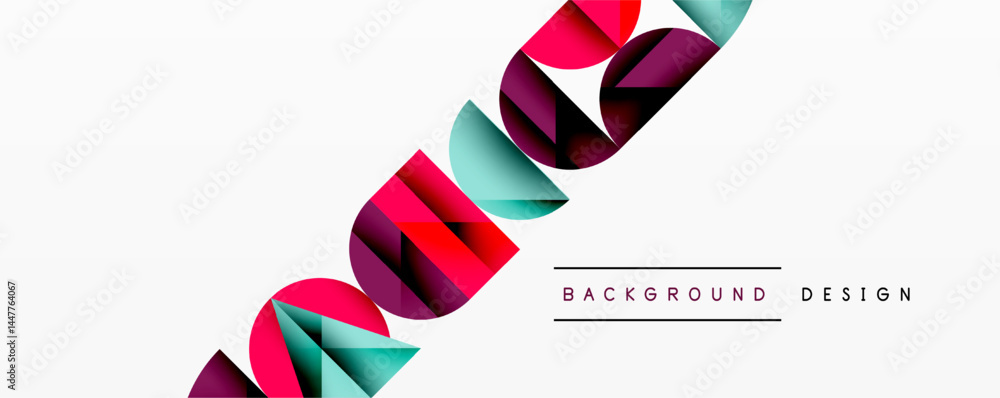 Poster Abstract geometric shapes create dynamic composition. Bold colors, clean lines define modern design aesthetic. Minimalist style.