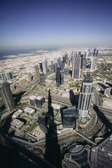 Inspiring  view of Dubai from the observation deck of Burj Khalifa, the world's tallest building.