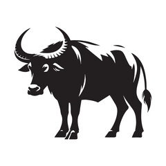 Minimalist buffalo silhouette vector ideal for premium branding assets – buffalo silhouette – buffalo vector – buffalo illustration – silhouette of buffalo

