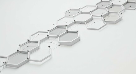 Abstract Hexagon Network on White Background