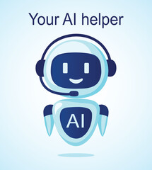 AI Helper Robot Illustration for Tech Support and Assistance