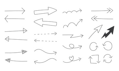 左右いろいろ、鉛筆手書き矢印セット