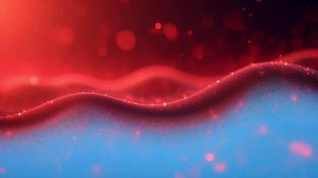 Abstract Red Background Displaying Streams of Binary Code Data