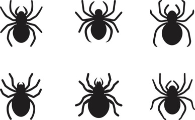 spider black silhouette vector, Simple silhouette Design vector icon with white background.