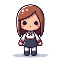 Cute anime schoolgirl character in uniform. Ideal for educational content, manga-style illustrations, and youth-oriented designs.