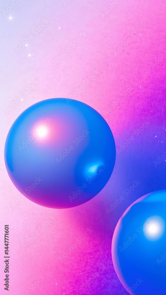 Aufkleber 青い球体と紫ピンク色のグラデーション背景の抽象的なデジタルアート