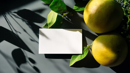 Fresh Branding: Blank Business Card Displayed Over Two Vibrant Poranges