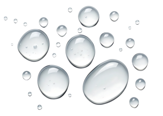 Close-up of Clear Water Droplets on PNG and transparent background