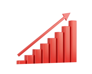 Red Bar Graph Illustrates Positive Growth Trend PNG and transparent background