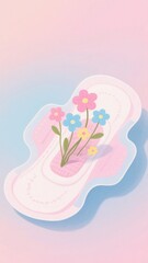 Fototapeta premium Illustration of a sanitary pad with floral design