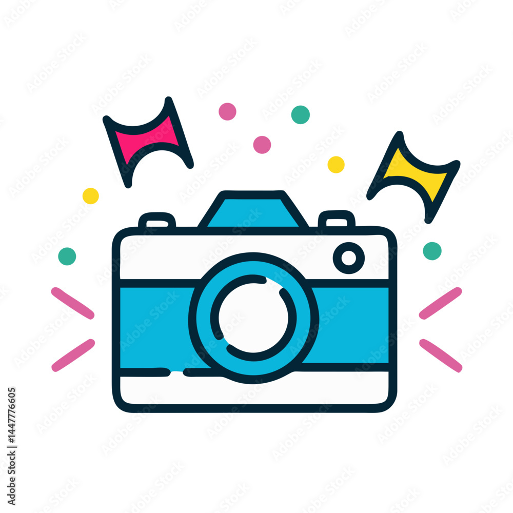 Aufkleber camera icon representing party photography and event capture
