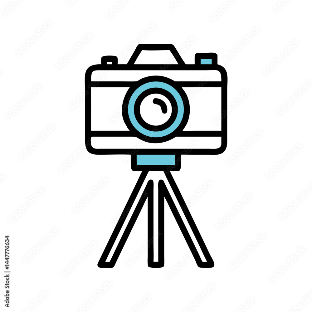 Aufkleber camera on tripod representing photo booth and event photography icon