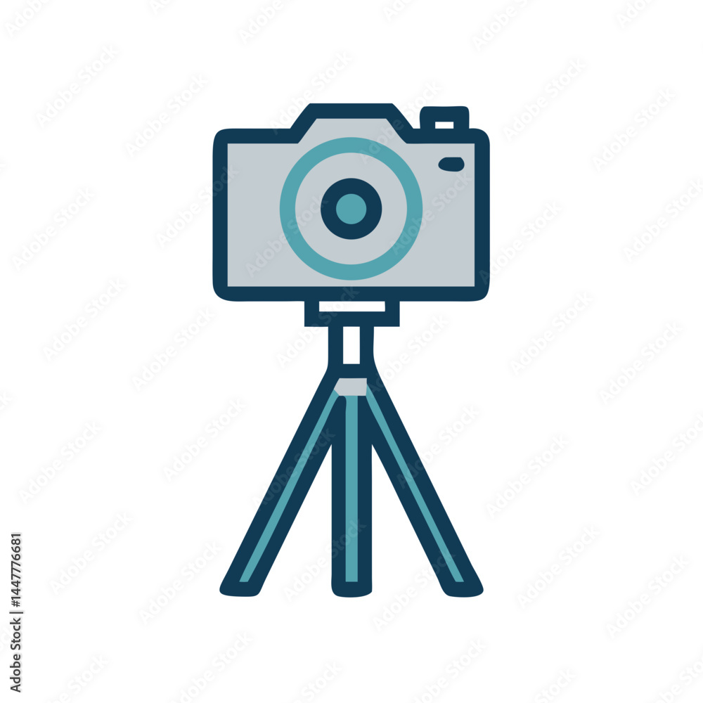 Poster camera on tripod representing photo booth and event photography icon