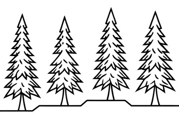 Obraz premium Evergreen Trees in Snow – Clean Line Art