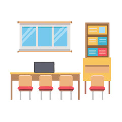 Classroom Interior Furniture Icon Representing Educational Space and Learning Environment
