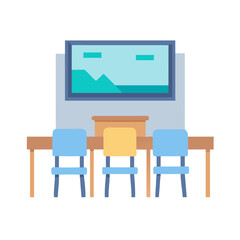 Classroom Interior Furniture Icon Representing Educational Space and Learning Environment
