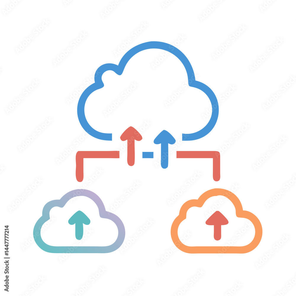 Poster Cloud-Based Workflow Management with Bidirectional Arrows Icon Representing Process Automation and Data Synchronization
