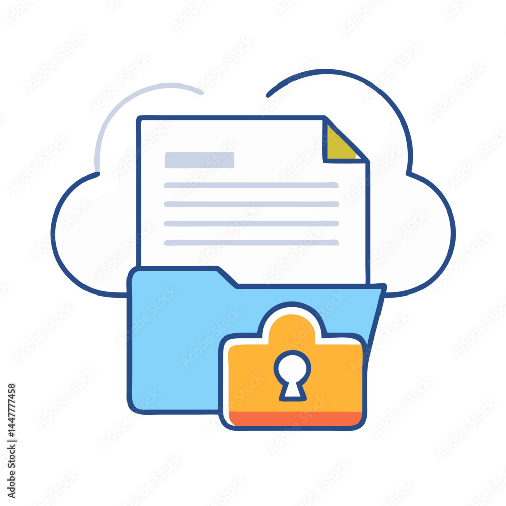 Fototapete cloud security compliance with document folder icon representing data protection and regulatory assu