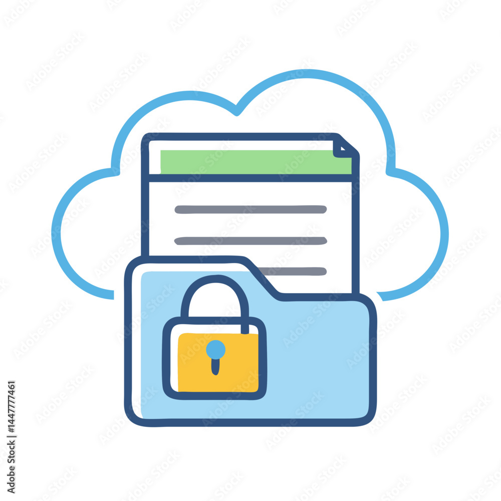 Fototapete cloud security compliance with document folder icon representing data protection and regulatory assu