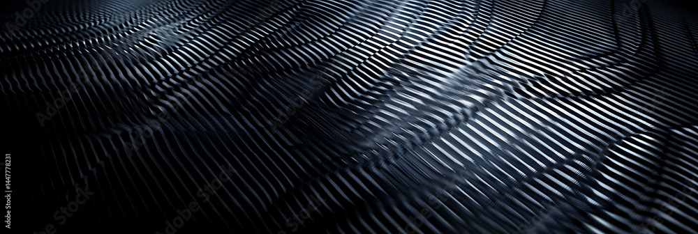 Poster close-up background texture of dark grey or black woven carbon fiber material with a distinct repeat