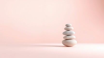 Obraz premium Balanced Stone Stack on Pastel Background