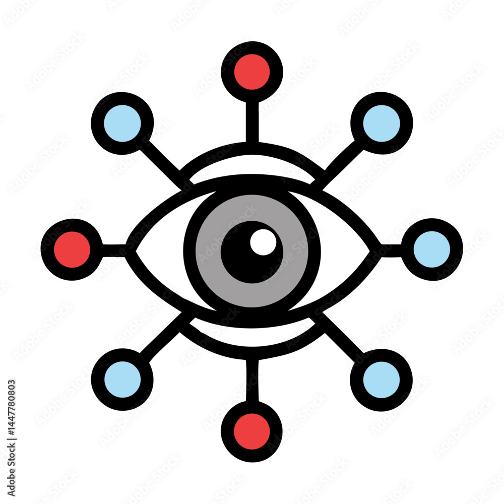 Poster Network Eye Icon Representing Vision and Connectivity in Digital Systems