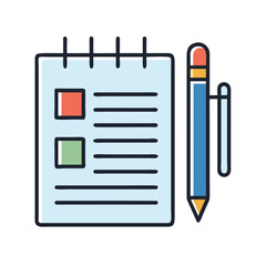Notepad and Pen Icon Representing Business Planning and Strategic Organization