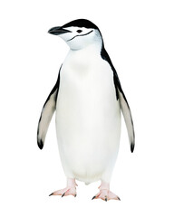 Watercolor standing chinstrap penguin on a transparent background. © beyouenked